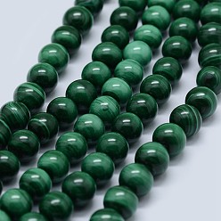 Malachite Natural Malachite Beads Strands, Grade A, Round,  4mm, Hole: 0.6mm, about 95pcs/strand, 15.5 inch(39.5cm)
