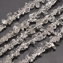 Clear Glass Chip Bead Strands, Clear, 5~8x5~8mm, Hole: 1mm, about 31.5 inch