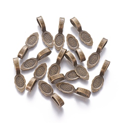 Antique Bronze Tibetan Style Alloy Glue-on Flat Pad Bails, Cadmium Free & Nickel Free & Lead Free, Antique Bronze, 26x8x7mm, Hole: 5x8mm