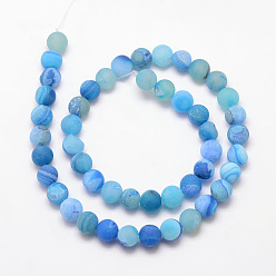 Deep Sky Blue Natural Druzy Geode Agate Bead Strands, Frosted, Round, Dyed & Heated, Grade A, Deep Sky Blue, 14mm, Hole: 1mm, about 28pcs/strand, 15 inch