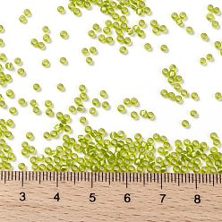 (24F) Matte Silver Lined Lime Green TOHO Round Seed Beads, Japanese Seed Beads, (24F) Matte Silver Lined Lime Green, 11/0, 2.2mm, Hole: 0.8mm, about 5555pcs/50g