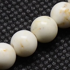 Magnesite Natural Magnesite Beads Strands, Round, PapayaWhip, 6mm, Hole: 1mm
