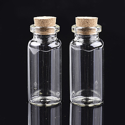 Clair Bouteilles de verre bocal en verre perlent conteneurs, avec bouchon en liège, souhaitant bouteille, clair, 5x2.2 cm, trou: 12.5 mm, capacité: 19 ml (0.64 fl. oz), environ 12 pièces / boîte