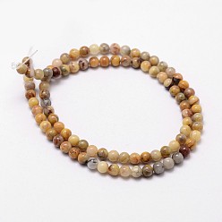 Crazy Agate Natural Crazy Agate Beads Strands, Round, 4mm, Hole: 1mm, about 89~98pcs/strand, 15 inch