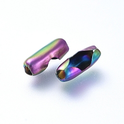 Rainbow Color Placage ionique (ip) 304 connecteurs de chaîne à billes en acier inoxydable, couleur arc en ciel, 7x2.8mm, Convient pour chaîne à billes 2mm/2.4mm