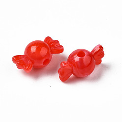 Red Acrylic Beads, Imitation Gemstone, Candy, Red, 9.5x18x10mm, Hole: 2.5mm, about 830pcs/500g