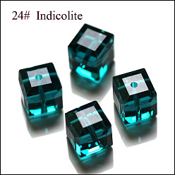 Dark Cyan Imitation Austrian Crystal Beads, Grade AAA, Faceted, Cube, Dark Cyan, 4x4x4mm(size within the error range of 0.5~1mm), Hole: 0.7~0.9mm