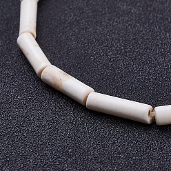 White Natural Magnesite Beads Strands, Dyed, Column, White, 12~14x4mm, Hole: 1mm, about 30pcs/strands, 15.7 inch(40cm)