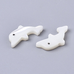 Trochus Shell Natural Trochid Shell/Trochus Shell Beads, Dolphin, 7x15x2mm, Hole: 0.8mm