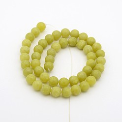 Olive Jade Brins de perles rondes en jade olive naturel, 6mm, Trou: 1mm, Environ 68 pcs/chapelet, 15.7 pouce