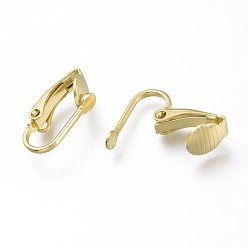 Real 24K Gold Plated Brass Clip-on Earring Findings, Real 24K Gold Plated, 16x8x3.5mm