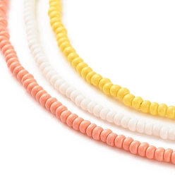 Jaune 3 Ensemble de colliers de perles de rocaille en verre, collier empilable pour femme, jaune, 15.94~16.02 pouce (40.5~40.7 cm)