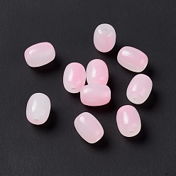 Бледно-Розовый Непрозрачные стеклянные бусы, баррель, розовый жемчуг, 10x8 мм, отверстие : 1.6 мм