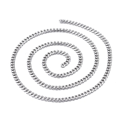 Stainless Steel Color 304 Stainless Steel Twisted Chains, Curb Chain, Diamond Cut Chains, Unwelded, Stainless Steel Color, 4x3x0.8mm