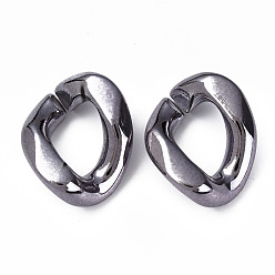 Gunmetal UV Plating Acrylic Linking Rings, Quick Link Connectors, for Curb Chains Jewelry Making, Twist Oval, Gunmetal, 27x22x10mm, Inner Diameter: 15x10mm