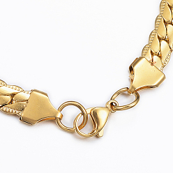 Golden 304 Stainless Steel Textured Chain Necklaces, with Lobster Claw Clasps, Golden, 23.82 inch(60.5cm), 7.5x2mm