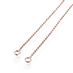 Rose Gold Brass Stud Earring Findings, with Loop, Bead Chains, Ear Thread, Rose Gold, 104x1mm, Hole: 1.8mm, Pin: 0.8mm