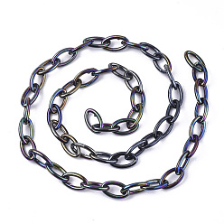 Black Acrylic Opaque Cable Chains, AB Color, Horse Eye, Black, 13x8x2mm, 18.5 inch~19.29 inch(47~49cm)/strand