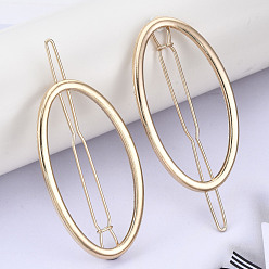 Golden Alloy Hollow Geometric Hair Pin, Ponytail Holder Statement, Hair Accessories for Women, Cadmium Free & Lead Free, Oval, Golden, 54x30mm, Clip: 66mm long