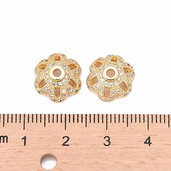 Doré  Respectueux de l'environnement 6 -pétal fleur en laiton micro pave chapeaux de perles de zircone cubique, sans plomb et sans nickel, or, 11x4mm, Trou: 2mm