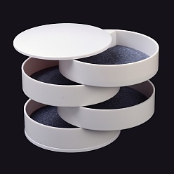 White 4-Layer Rotating Travel Jewelry Tray Case, Jewelry Organizer with Felt Cloth, for Bracelets Rings Bracelets, White, 10.05x10.4cm, Inner Size: 96x79mm