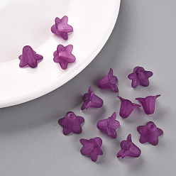 Indigo Perles acryliques transparentes, givré, fleur, indigo, 17.5x12mm, trou: 1.5 mm, environ 770 pcs / 500 g