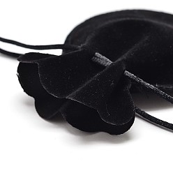 Black Velvet Bags Drawstring Jewelry Pouches, for Party Wedding Birthday Candy Pouches, Black, 10x8cm