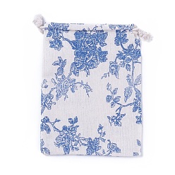 Light Steel Blue Burlap Packing Pouches, Drawstring Bags, Light Steel Blue, 17.3~18.2x13~13.4cm