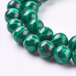 Dark Green Synthetic Malachite Beads Strands, Round, Dyed, Dark Green, 8mm, Hole: 1mm, about 47~50pcs/strand, 15~15.3 inch(38~38.9cm)