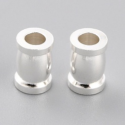 925 Sterling Silver Plated Brass Spacer Beads, Long-Lasting Plated, Column, 925 Sterling Silver Plated, 6x4mm, Hole: 2mm