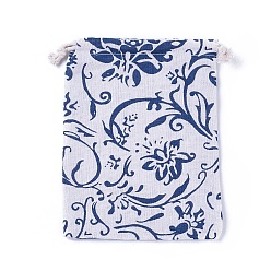 Bleu Acier Sachets d'emballage de jute, sacs à cordonnet, bleu acier, 17.3~18.2x13~13.4 cm