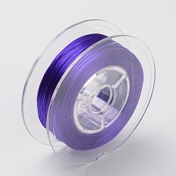 Purple Japanese Eco-Friendly Dyed Flat Elastic Crystal String, Elastic Beading Thread, for Stretch Bracelet Making, Flat, Purple, 0.6mm, about 60m/roll(65.62yards/roll)