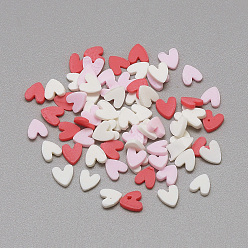 (52) Непрозрачная лаванда Ручной полимерной глины кабошонов, сердце, разноцветные, 4~5x4x0.3~2 мм