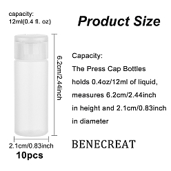 Clear 12ml PE Plastic Empty Refillable Flip Cap Bottles, with PP Plastic Lids, Squeeze Bottles for Travel Liquid Cosmetic Storage, Clear, 6.2cm, Capactiy: 12ml(0.4 fl. oz)