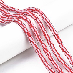 Red Handmade Polymer Clay Bead Strands, Column, Red, 6x6mm, Hole: 1.5mm, about 63pcs/strand, 15.55 inch~15.94 inch(39.5~40.5cm)