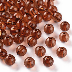 Chocolate Transparent Acrylic Beads, Round, Chocolate, 10x9mm, Hole: 2mm, about 940pcs/500g