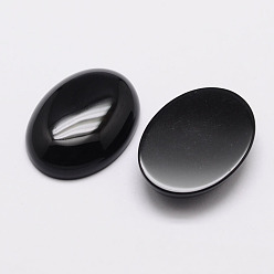 Black Agate Oval Natural Black Agate Cabochons, 40x30x7mm