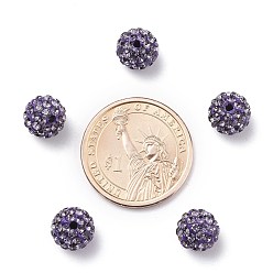 Tanzanite Polymer Clay Rhinestone Beads, Grade A, Round, PP15, Tanzanite, 10mm, Hole: 1.8~2mm, 6 Rows Rhinestone, PP15(2.1~2.2mm)