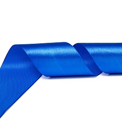 Blue Single Face Satin Ribbon, Polyester Ribbon, Blue, 2 inch(50mm), about 25yards/roll(22.86m/roll), 100yards/group(91.44m/group), 4rolls/group