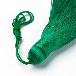Green Polyester Tassel Big Pendants, Ice Silk Tassel, Green, 50~57x12mm