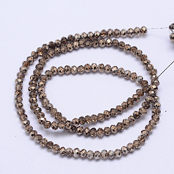 Coffee Faceted Rondelle Transparent Painted Glass Beads Strands, Coffee, 4x3mm, Hole: 1mm, about 125pcs/strand, 15 inch