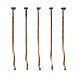 Red Copper Iron Flat Head Pins, Cadmium Free & Nickel Free & Lead Free, Red Copper, 30x0.75~0.8mm, 20 Gauge, about 6730pcs/1000g, Head: 2mm