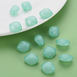 Medium Aquamarine Imitation Jelly Acrylic Beads, Rhombus, Medium Aquamarine, 17x14.5x9.5mm, Hole: 1.6mm, about 500pcs/500g