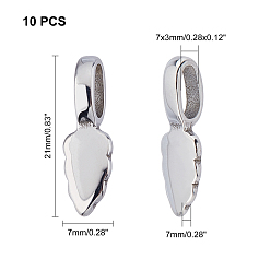 Stainless Steel Color 304 Stainless Steel Glue-on Flat Pad Pendant Bails, Stainless Steel Color, 23x7.5x6mm, Hole: 7x3mm