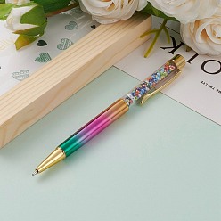 Colorful Ballpoint Pens, with Opaque Colors Lustered Glass Seed Beads inside, Colorful, 14.2x1.35x1cm