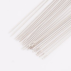 Platinum Carbon Steel Sewing Needles, Darning Needles, Platinum, 48x0.45mm, Hole: 0.3mm