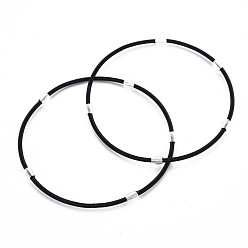 Electrophoresis Black Spring Bracelets, Minimalist Bracelets with Beads, Plated Steel French Wire/Gimp Wire, for Stackable Wearing, Electrophoresis Black, 12 Gauge, 2mm, Inner Diameter: 58.5mm