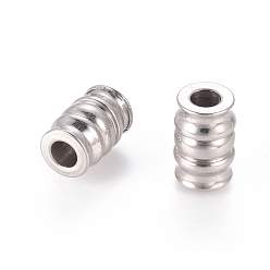 Stainless Steel Color 304 Stainless Steel Beads, Grooved Beads, Column, Stainless Steel Color, 9.8x15mm, Hole: 4mm