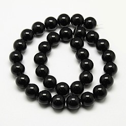 Black Natural Malaysia Jade Bead Strands, Round Dyed Beads, Black, 6mm, Hole: 1m, about 64pcs/strand, 15 inch