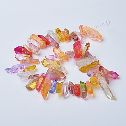 Colorful Natural Quartz Crystal Pointed Bead Strands, Dyed, Bullet, Colorful, 17~40x5~16mm, Hole: 1mm, about 45~49pcs/strand, 15.7 inch(400mm)